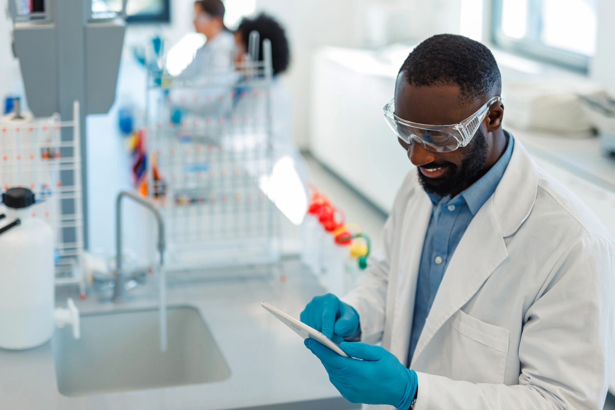 Scientist conducting testing in a modern laboratory